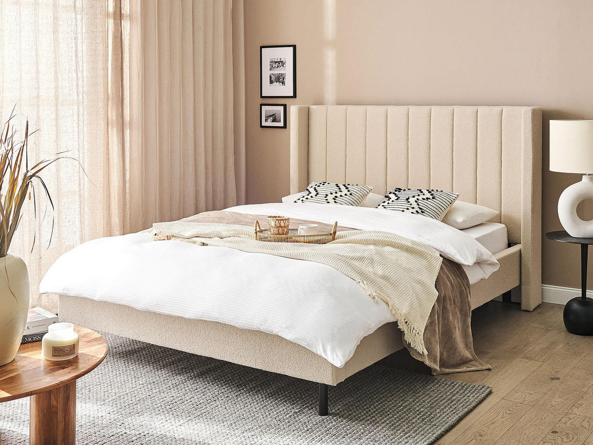 POLSTERBETT mit Lattenrost 140/200 cm Beige Villette - Beige, Textil (140/200cm) - Beliani