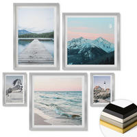 WANDBILDER 5er Set - 50x50 cm & 20x30 cm & 40x60 cm Silberner Rahmen - Landschaften europäischer Städte - Silberfarben, Kunststoff (40/60cm) - ArtPrintCave