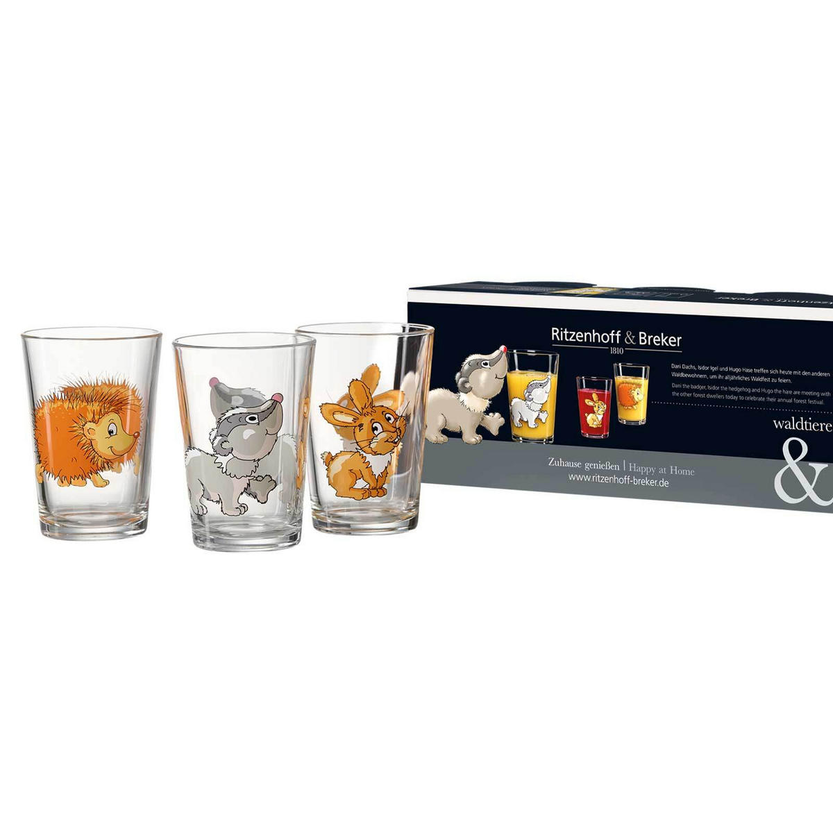 KINDERGLÄSER Tiere bunt 205 ml 9er Set - Multicolor, Glas (0.205L) - Ritzenhoff Breker