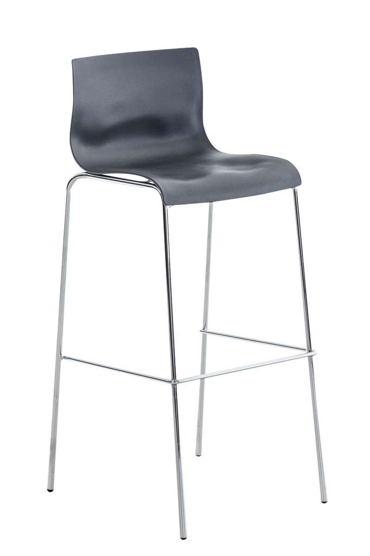 BARHOCKER 2er Set Kunststoff grau - Chromfarben/Grau, Kunststoff/Metall (43/100/48cm) - CLP