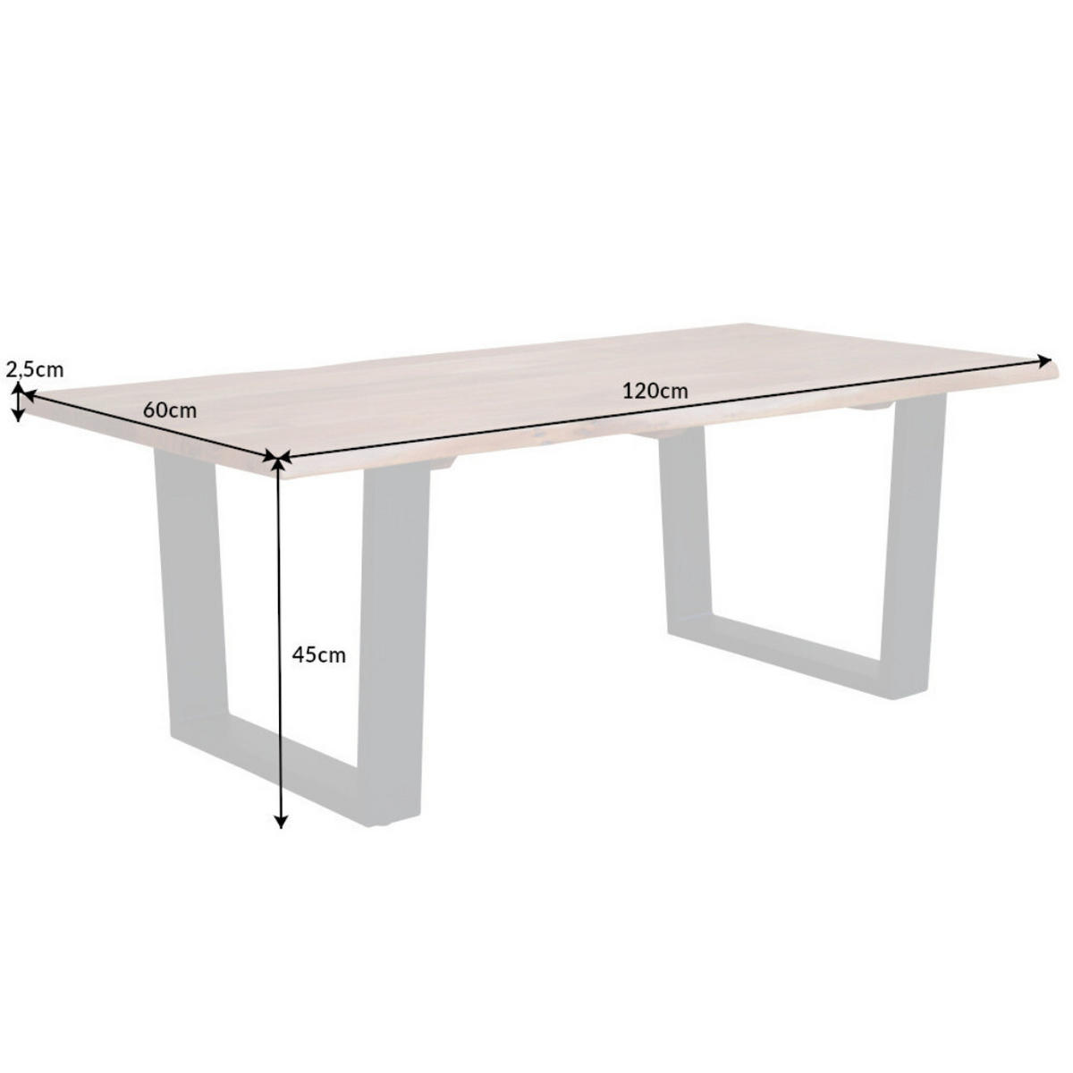 COUCHTISCH MAMMUT Akazie Natur, Schwarz 120 cm - Braun, Holz (60/120/45cm) - riess-ambiente