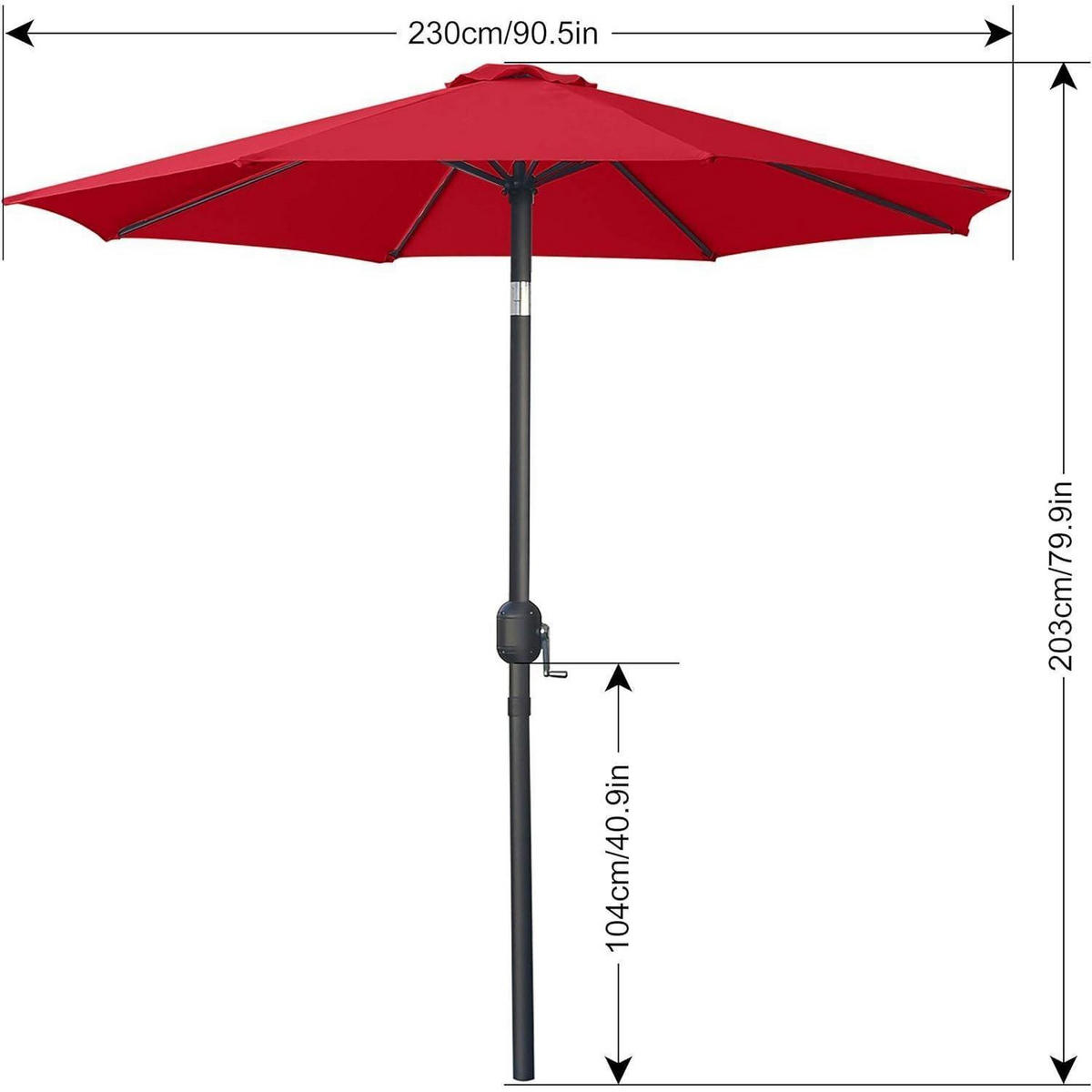 SONNENSCHIRM 230 cm Rot Wasserabweisend - Rot, Textil (40/295cm)