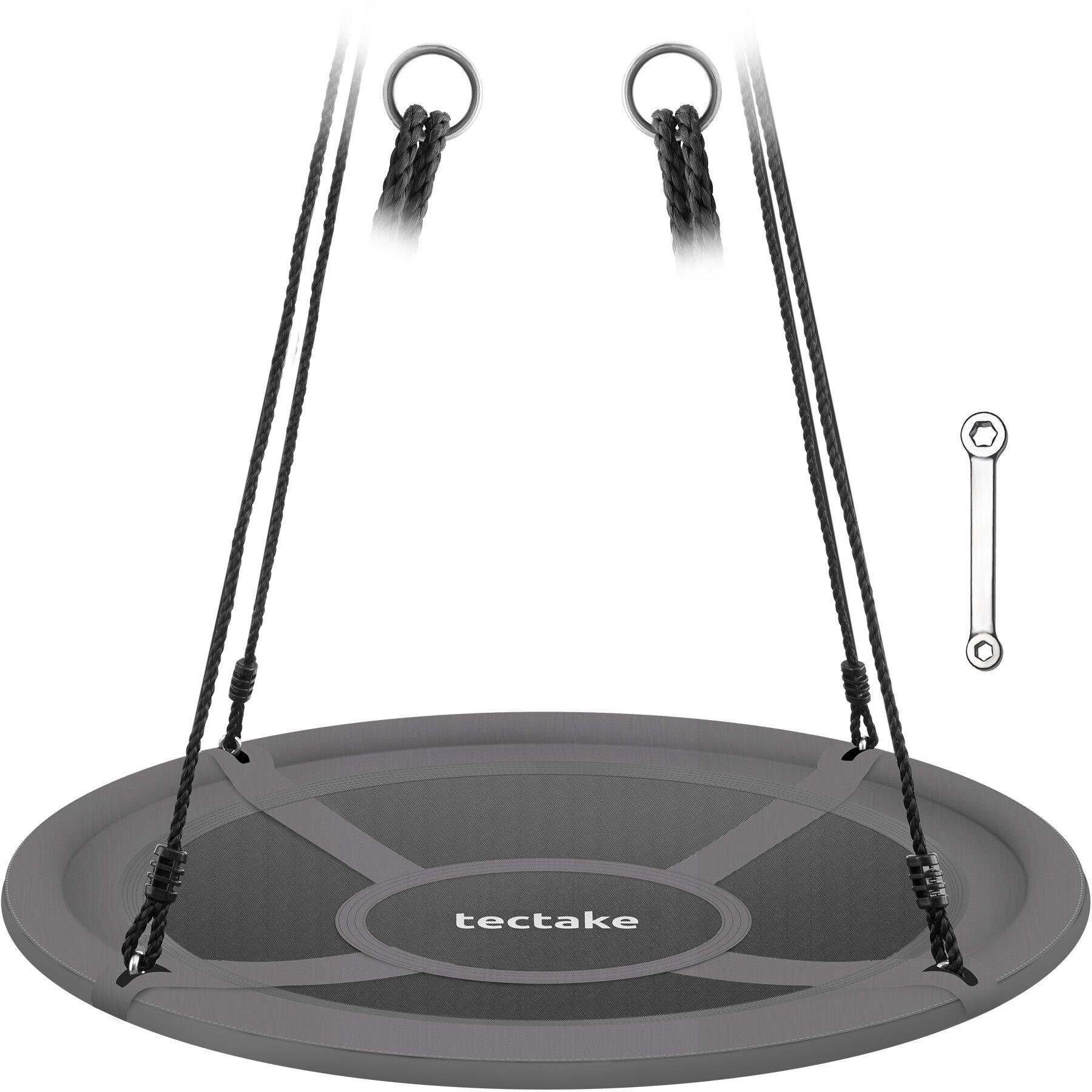 NESTSCHAUKEL Swayer, Textilene-Bespannung, grau/schwarz - Schwarz/Grau, Kunststoff (100/100cm) - tectake