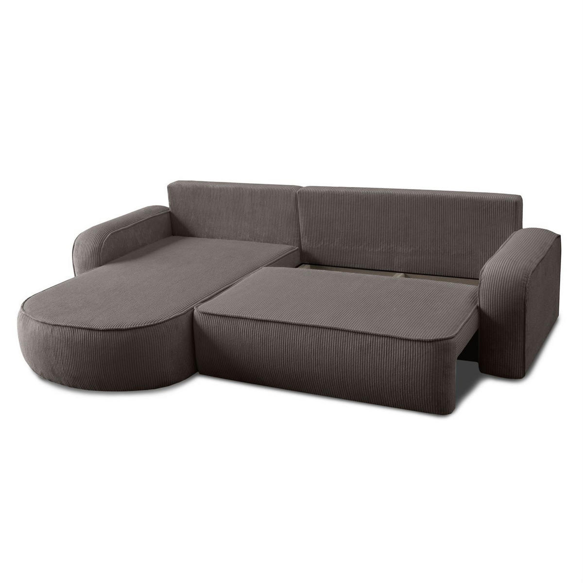 ECKSOFA VENUS mit Schlaffunktion und Bettkasten, Poso 04 - Braun, Textil (275/178cm)