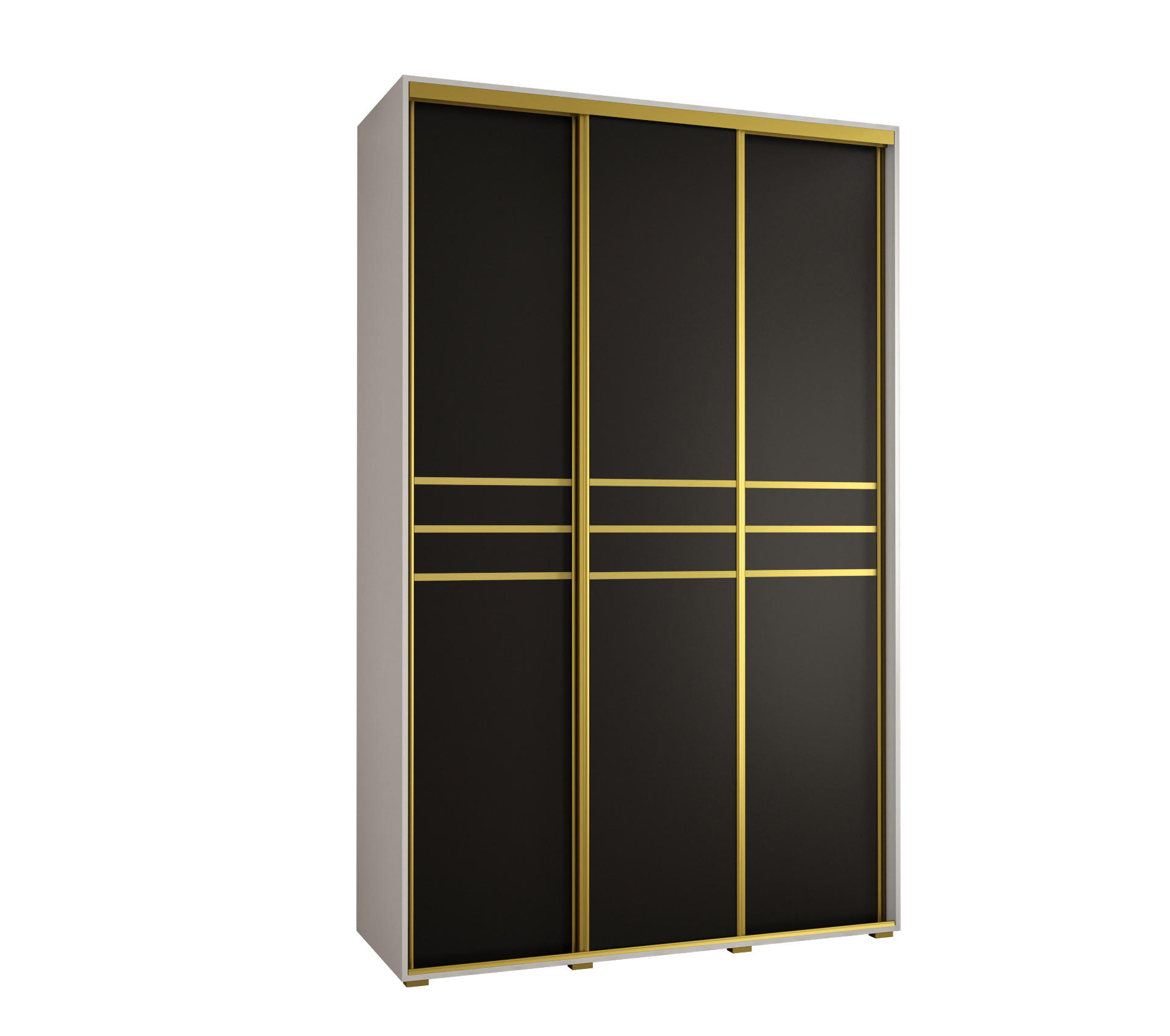 Abiks Möbel Schwebetürenschrank Weiß, Schwarz, Gold 150x235x60 cm
