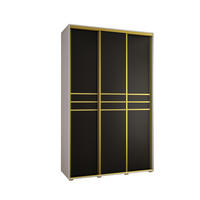 SCHWEBETÜRENSCHRANK 235,2/160/45 3-türig - Goldfarben/Schwarz, Holz/Metall (160/235/45cm) - Abiks Möbel