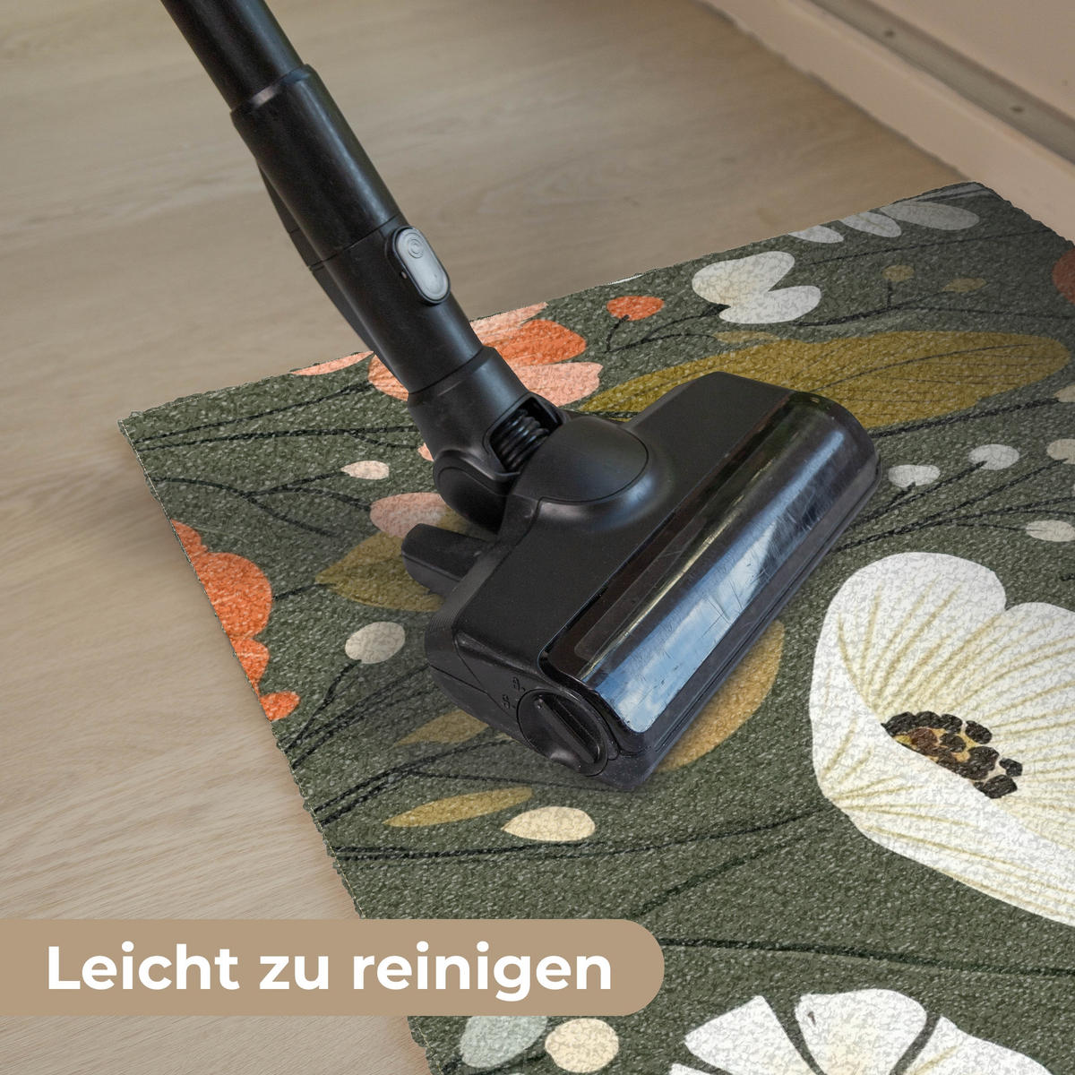 FUSSMATTE Blumen - Illustration - Grün 90x60 cm - Dunkelgrün, Kunststoff (90/0.4cm) - MuchoWow