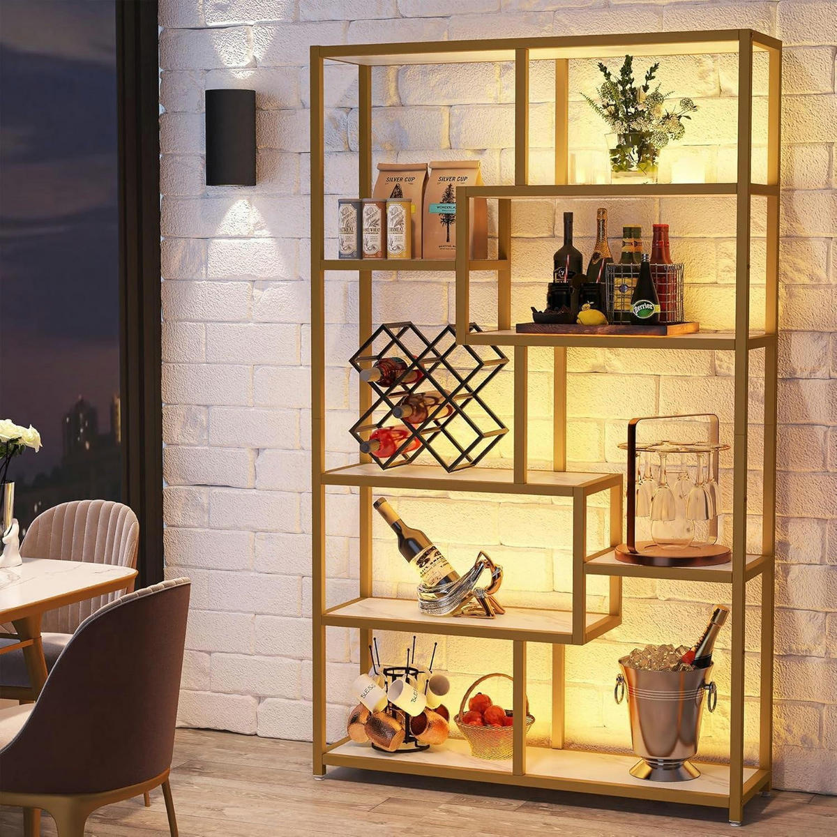 BÜCHERREGAL 180 cm Gold Weiß - Goldfarben, Metall (30/180/100cm)