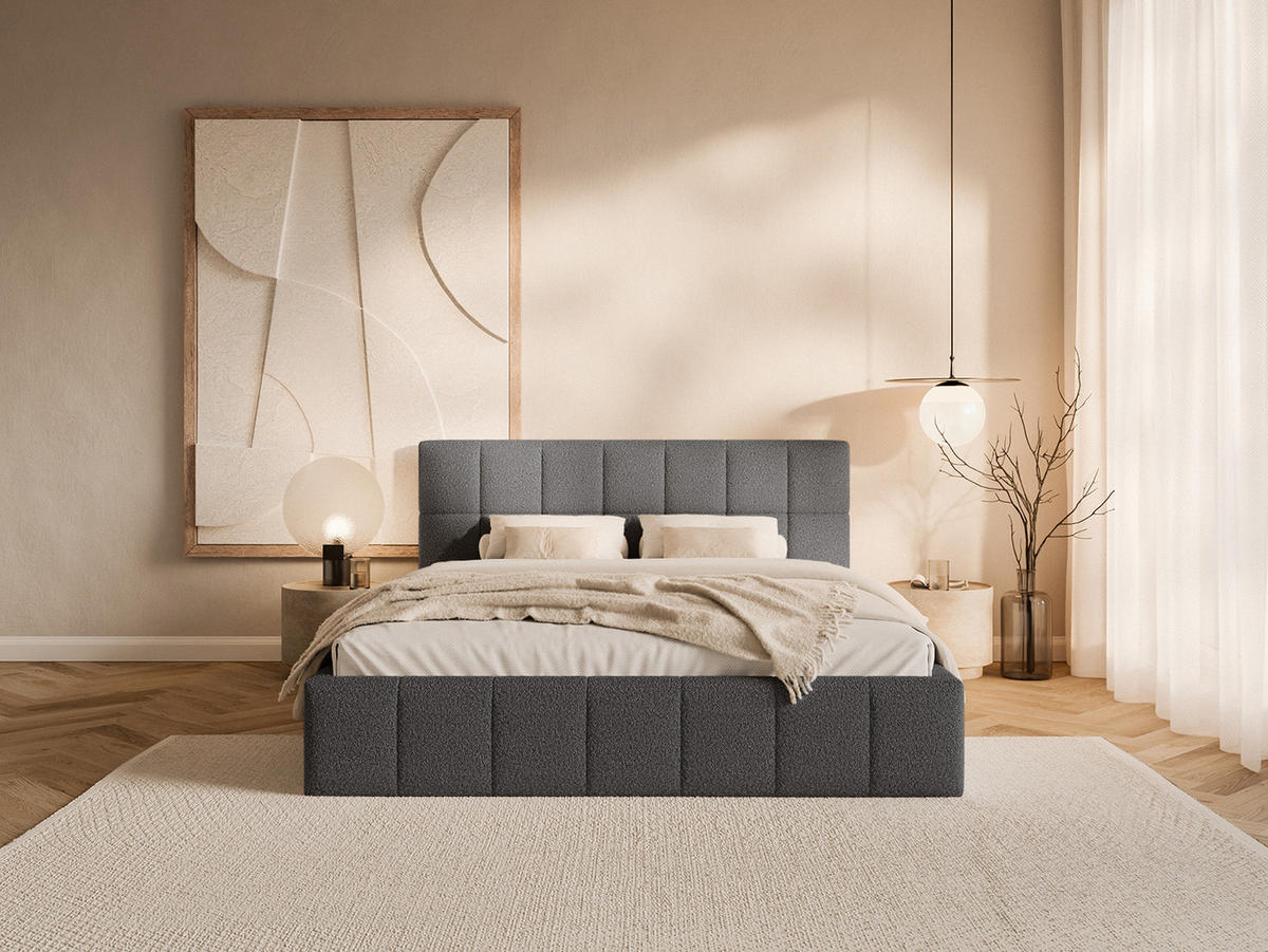 POLSTERBETT Moura 140x200 cm, Schwarz - Schwarz, Textil (140/200cm) - Fedve