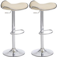 BARHOCKER 2er Set Lederlook Creme - Chromfarben/Creme, Textil/Metall (45/71/45cm) - CLP
