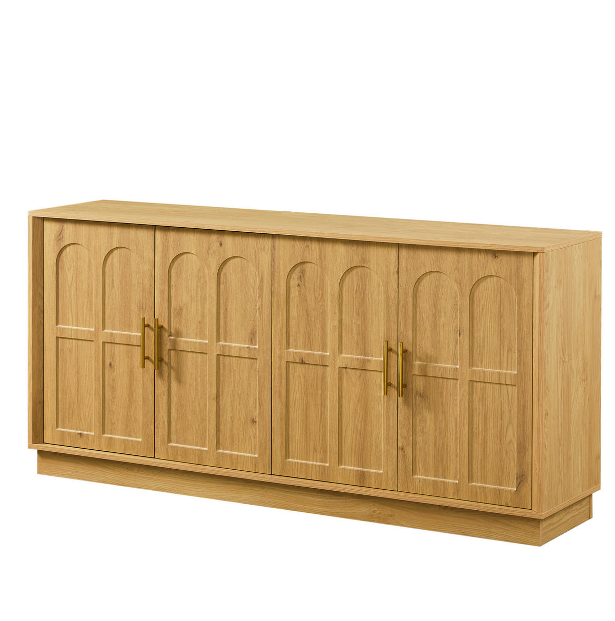 SIDEBOARD 169/40/80 cm in Natur mit geschwungenen Türen und verstellbaren Böden - Naturfarben, Holzwerkstoff (169/80/40cm) - Flora Grace