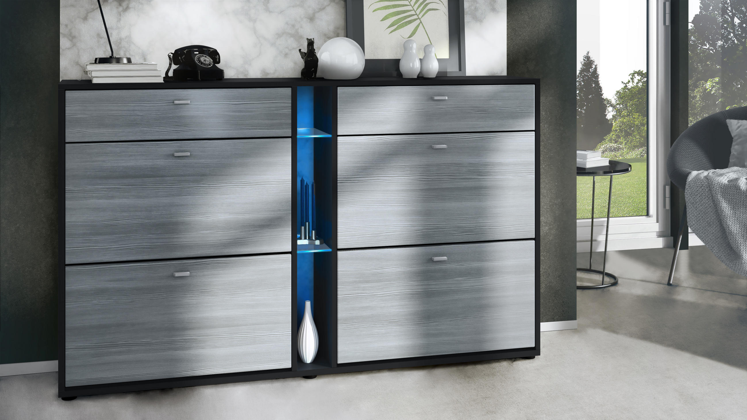SCHUHSCHRANK Today Fronten in Avola-Anthrazit - Anthrazit, Holzwerkstoff (155.5/95/28cm) - Vladon