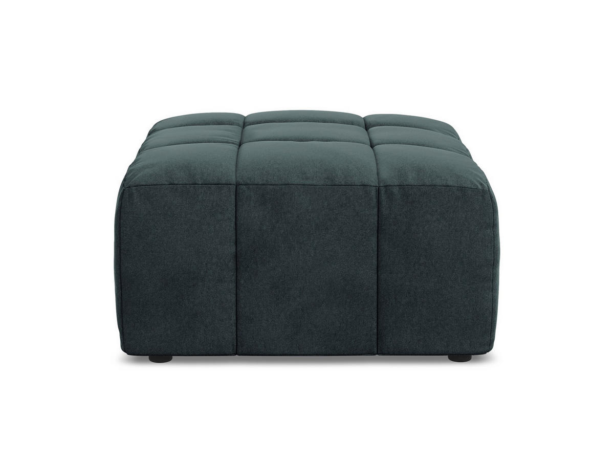 POUF Samt Stoff Blau - Petrol/Schwarz, Holzwerkstoff/Kunststoff (75/41/90cm) - Makamii