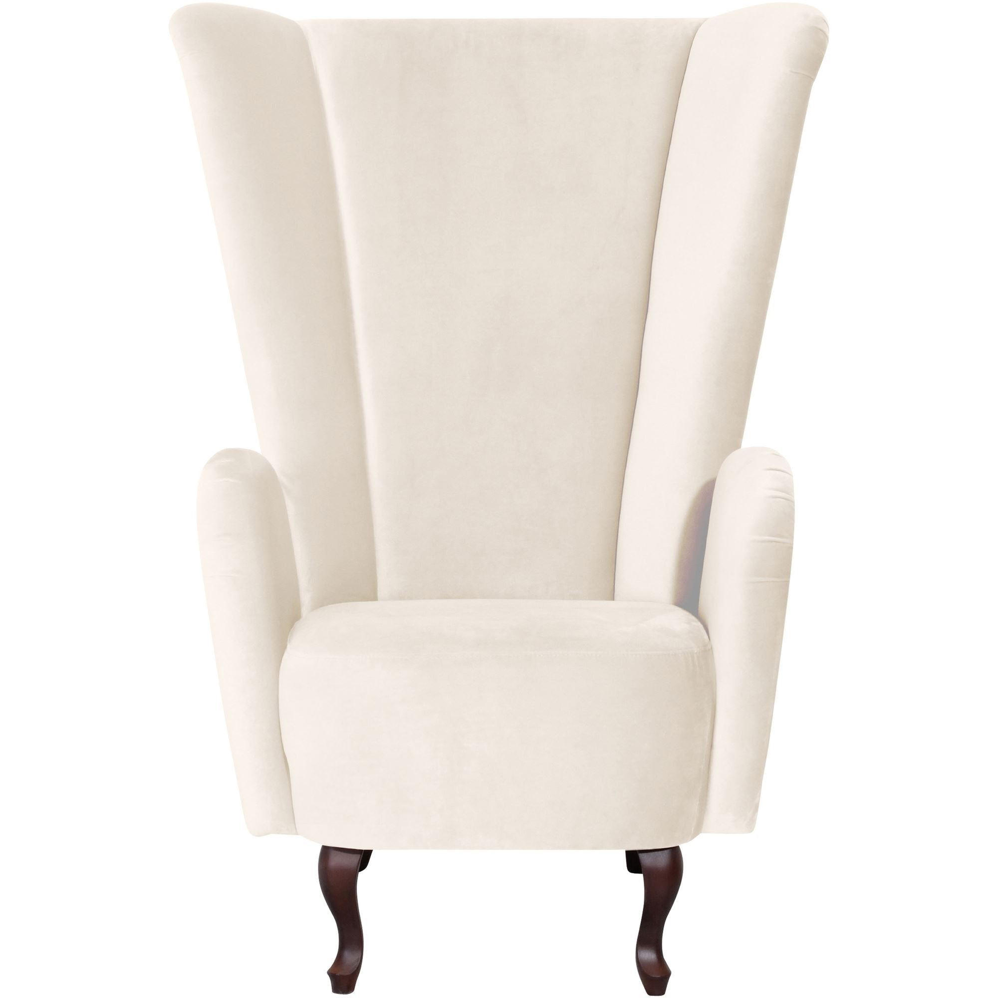 HOCHLEHNSESSEL Kailey Bezug Samtvelours Buche nussbaum dunkel / creme - Weiß, Kunststoff (96/122/89cm) - 58aufmkessel