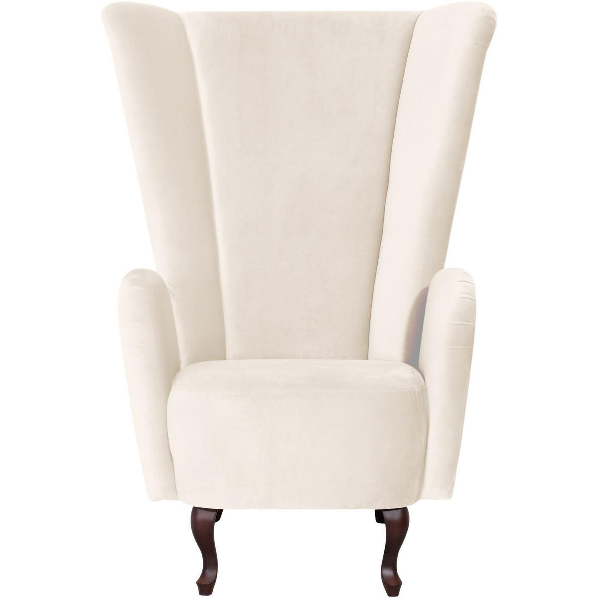HOCHLEHNSESSEL Kailey Bezug Samtvelours Buche nussbaum dunkel / creme - Weiß, Kunststoff (96/122/89cm) - 58aufmkessel