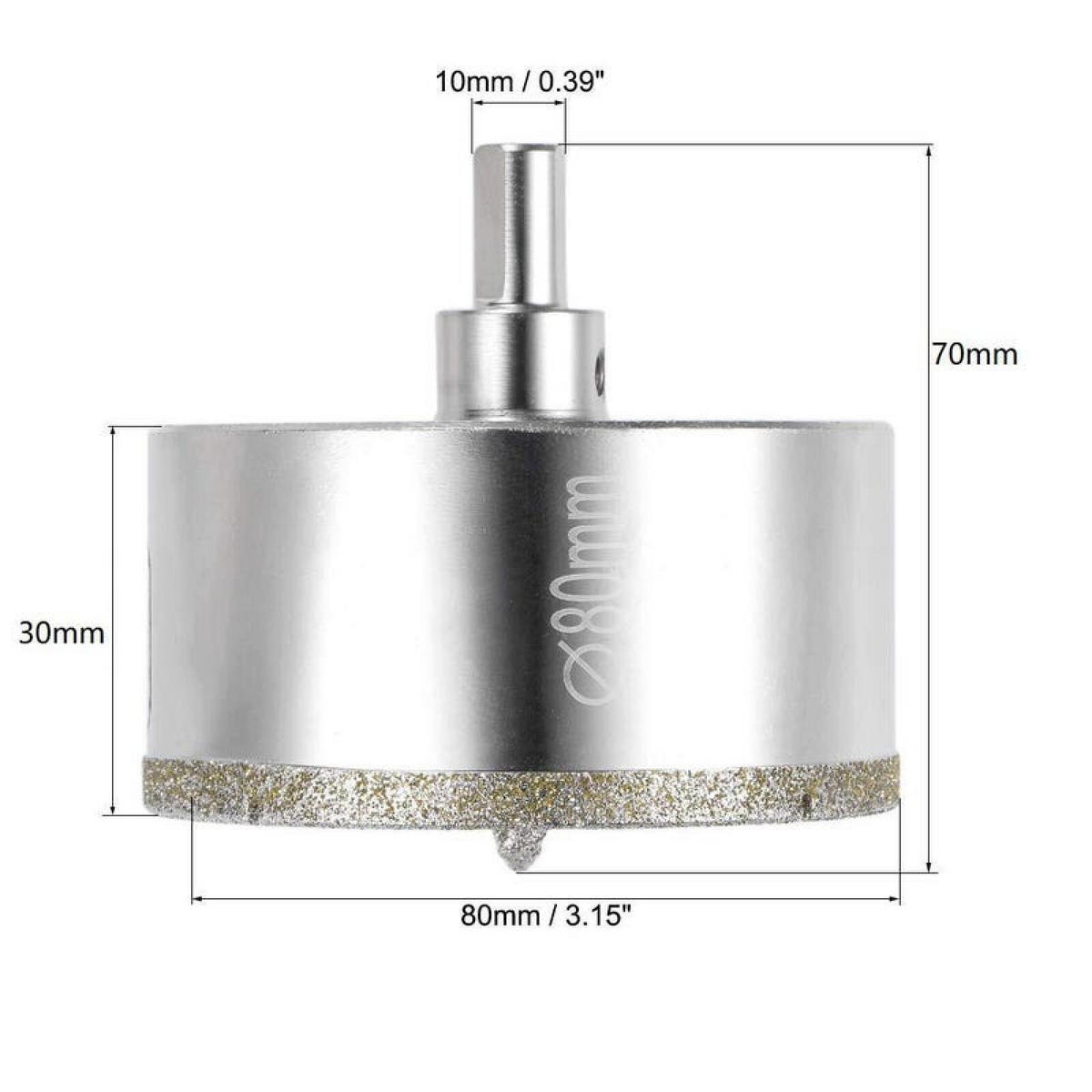 BOHRER - 80 mm, mit Zentrierspitze, zum Schneiden von Glas und Keramikfliesen. - Silberfarben, Metall (5.5/8/1cm) - DCA