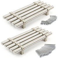 LOT de 10 Poignée- 96mm de Meuble Poignées de Tiroir en Acier Inoxydable avec Vis - Silberfarben, Metall (1.3/3/15cm)