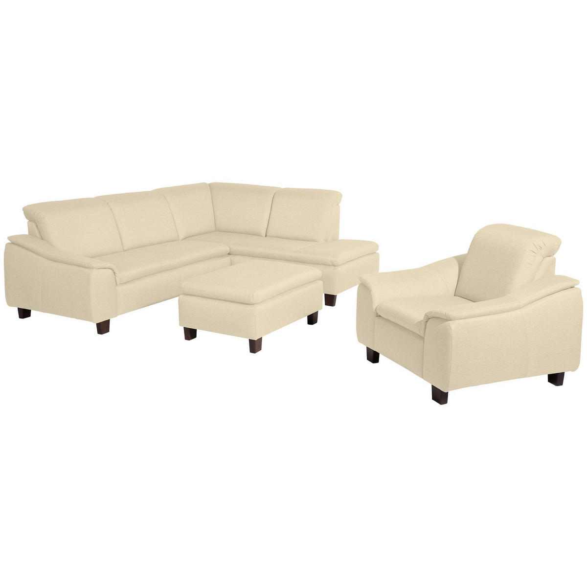ECKSOFA mit Ottomane rechts Kaylil Flachgewebe beige - Beige, Kunststoff (187/247cm) - 58aufmkessel