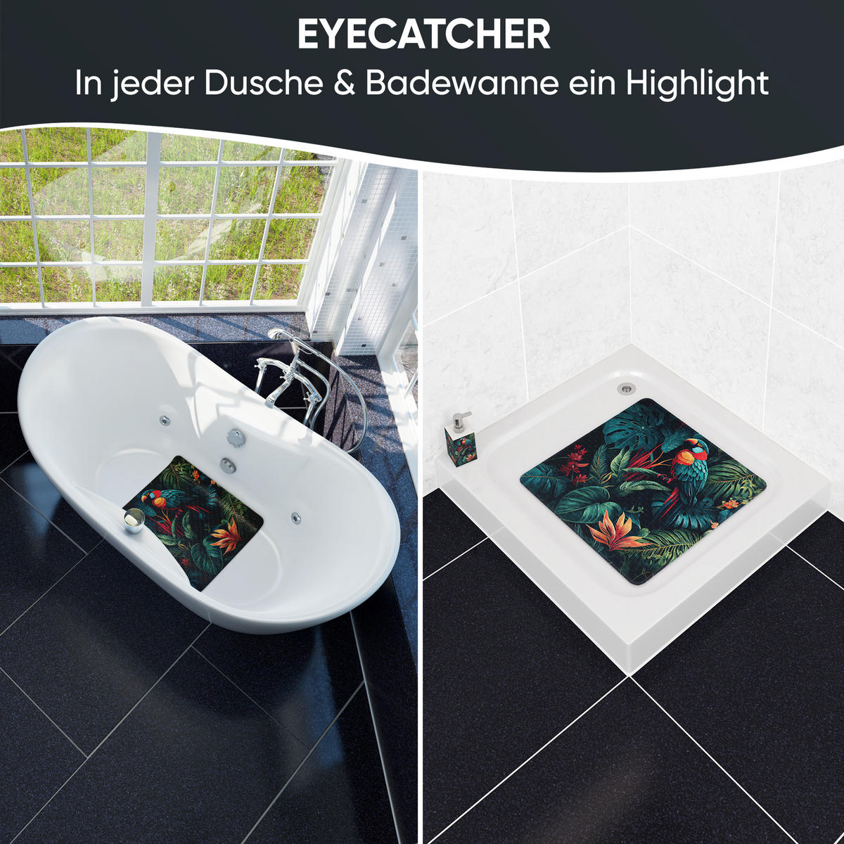 BADEMATTE Exotic - Grün, Kunststoff (53/53cm) - Sanilo