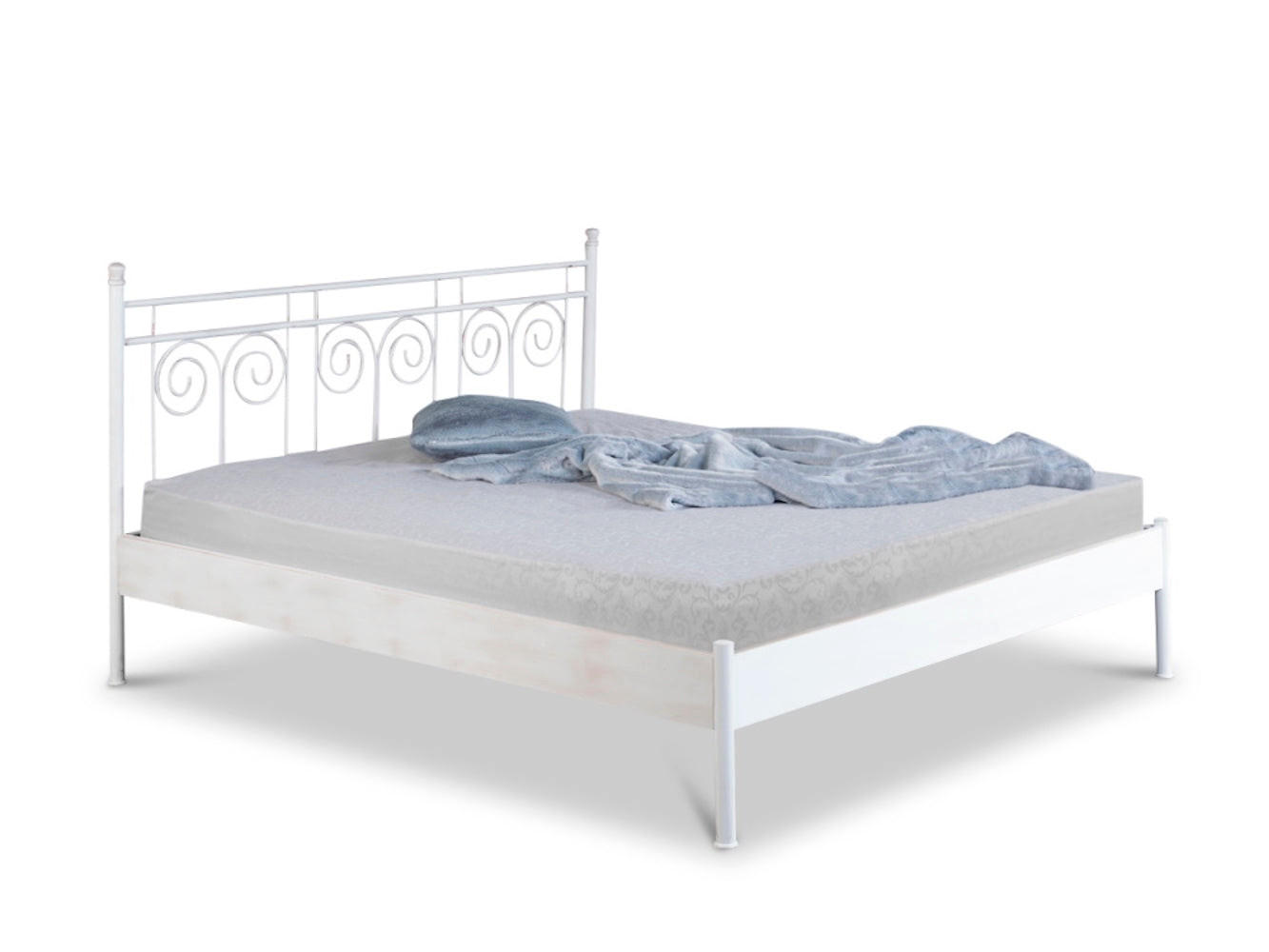 METALLBETT Ida / 160 x 220 cm / weiss-kupfer gewischt - Weiß, Metall (160/220cm) - BED BOX