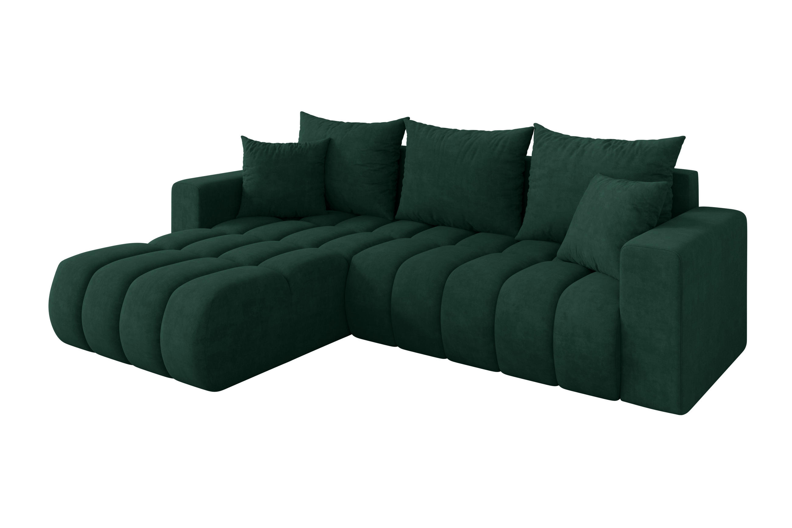 ECKSOFA mit Schlaffunktion Ottomane Links MILA-L-v1 277x195x86 Grün Velours - Schwarz/Grün, Holzwerkstoff/Kunststoff (277/194cm) - ALTDECOR