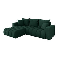 ROHOVÁ SEDAČKA s funkcí spaní, otoman vlevo MILA-L-v1 277x195x86 zelená velur - černá/zelená barva, kompozitní dřevo/textil (277/194cm) - ALTDECOR