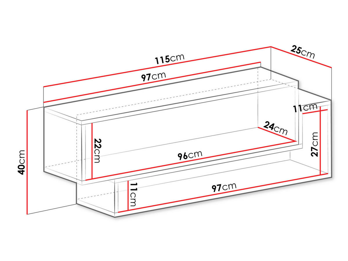 WANDBOARD Oro OR07 - Naturfarben/Grau, Holzwerkstoff/Kunststoff (25/40/115cm) - MIRJAN24