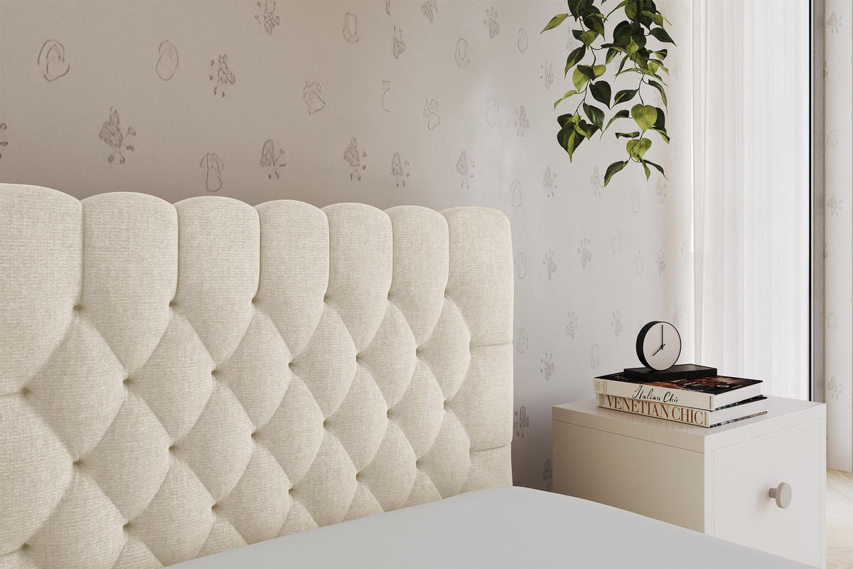 EINZELLBETT Jugendbett mit Bettkasten, Links - MULY 90x200 Beige - Beige, Holzwerkstoff/Textil (90/200cm) - ALTDECOR
