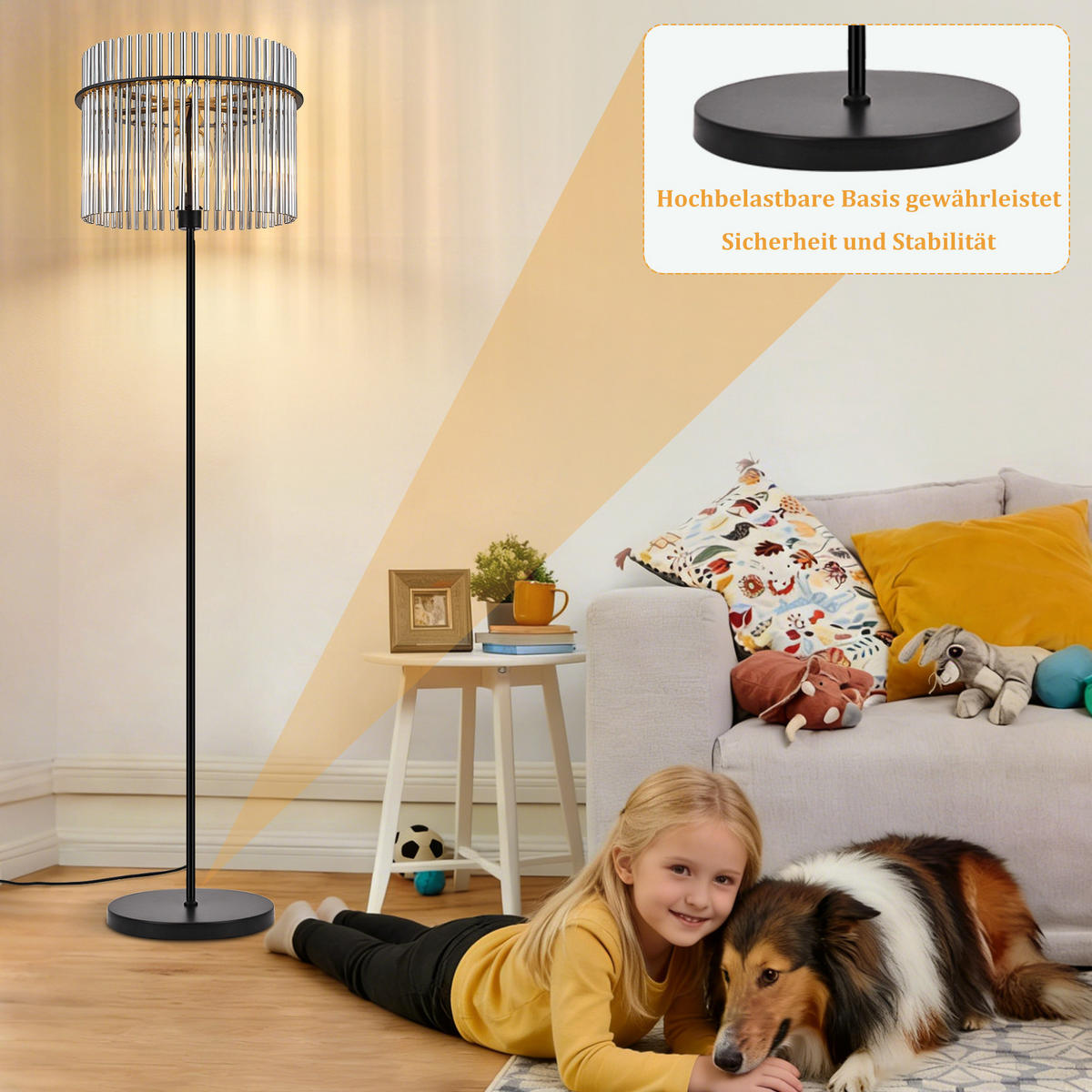 STEHLAMPE BÜNDE Ⅲ 38/26/154 cm - Schwarz, Metall (38/26/154cm) - Nettlife