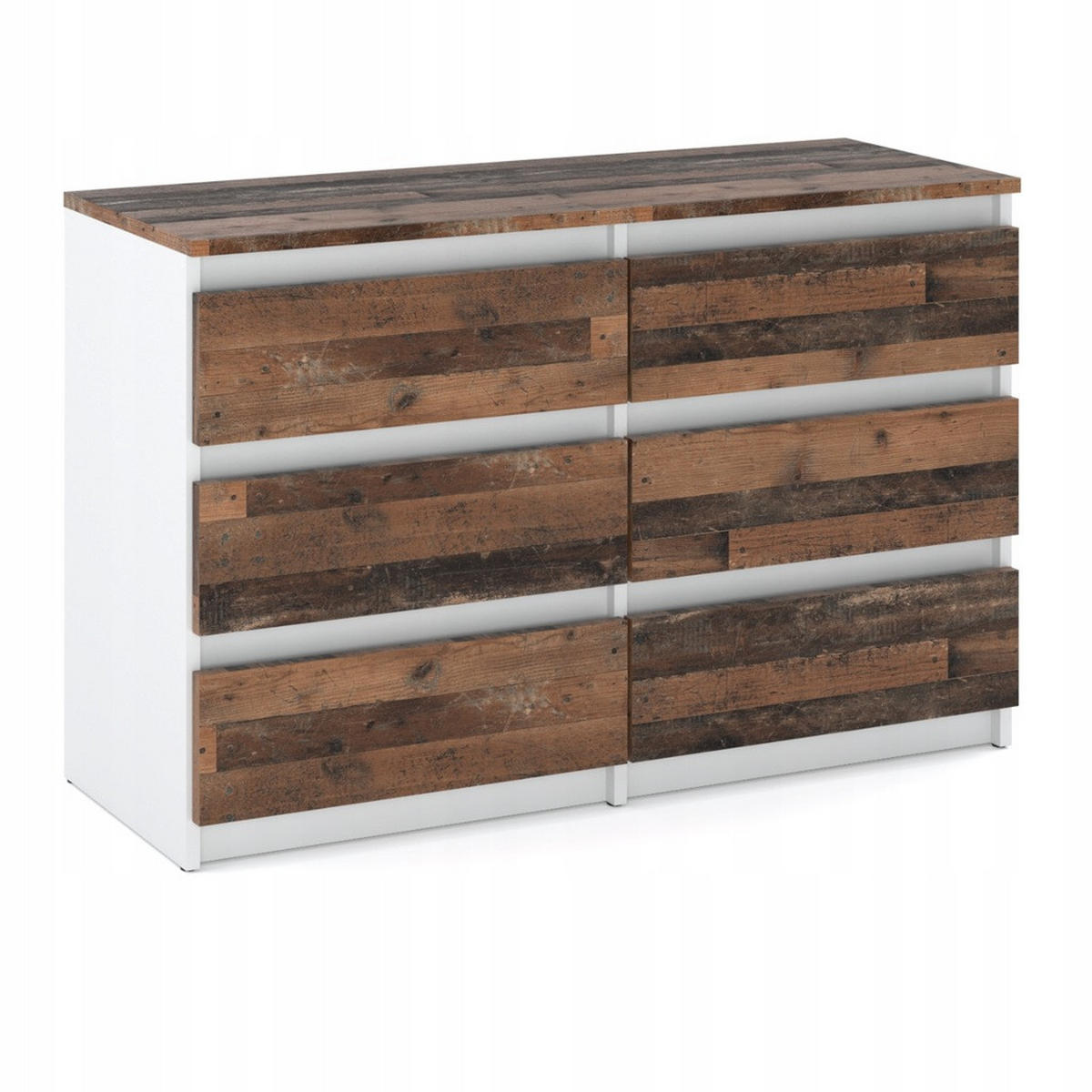 KOMMODE mit Schubladen – Weiß Vintage - Weiß/Braun, Holz (100/71.5/33.5cm) - Stiv Meble