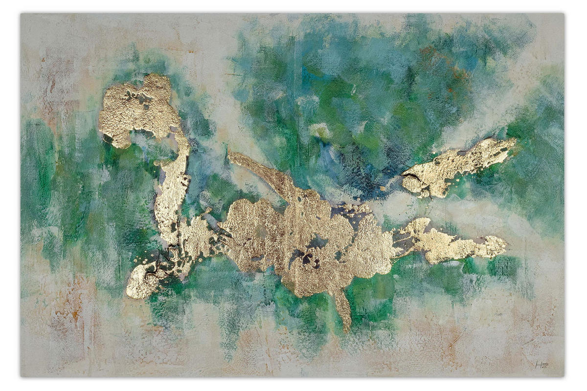ÖLGEMÄLDE 120/80 cm - Türkis, Holz/Textil (2.26/80cm) - KUNSTLOFT