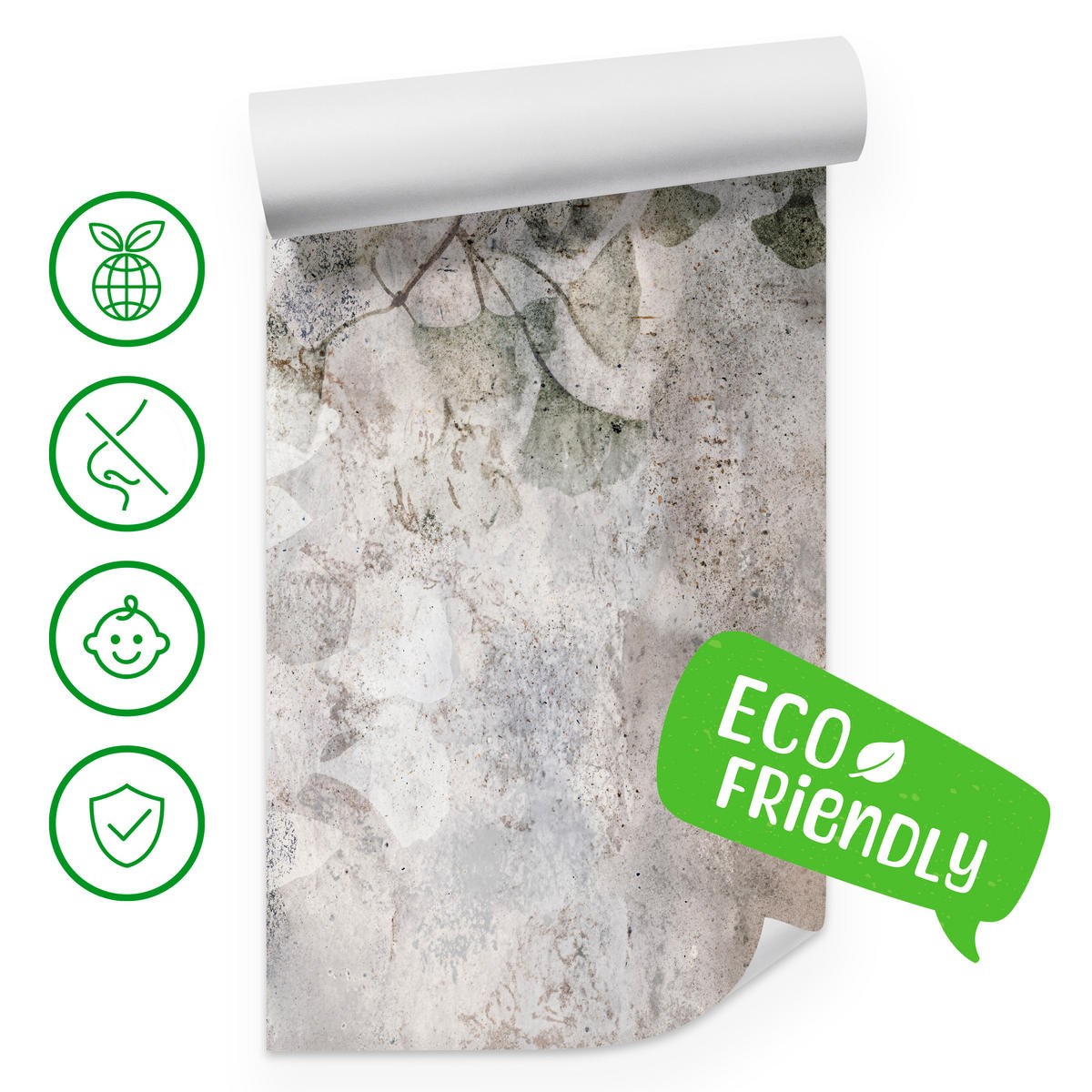 FOTOTAPETE für Büro Vintage Blätter Beton Abstrakt Grau Retro 500x350 - Beige/Grau, Papier (500/350cm) - Muralo