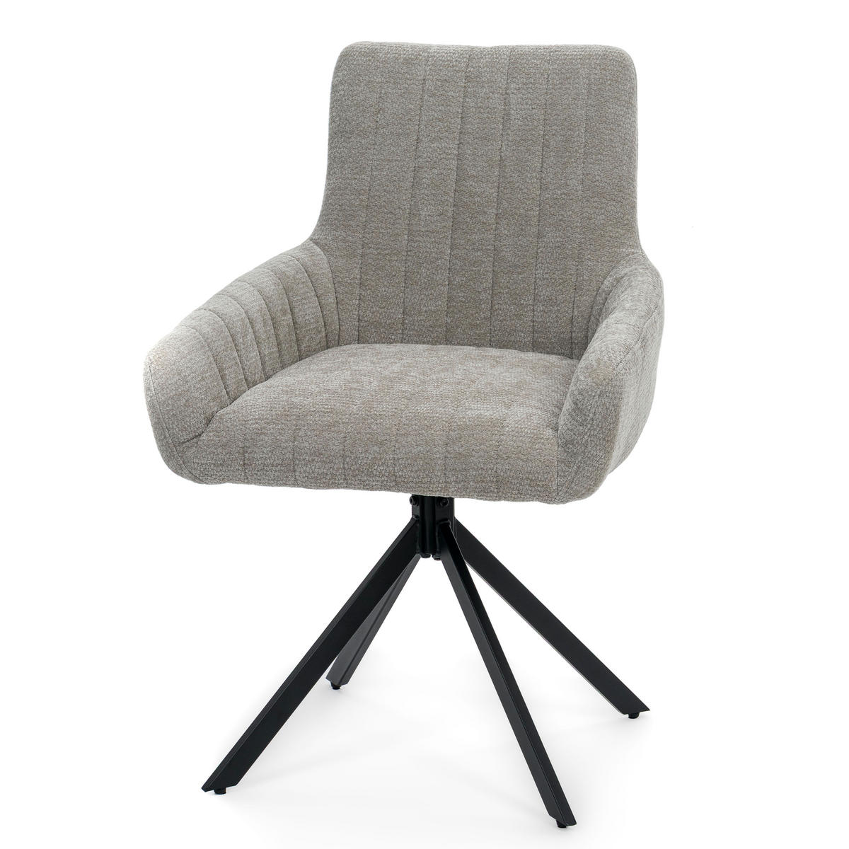 STUHL LUINO drehbar gepolsterter mit Steppung - hellgrau - Chenille - Hellgrau/Schwarz, Textil/Metall (58/87/60cm) - NEW HOME