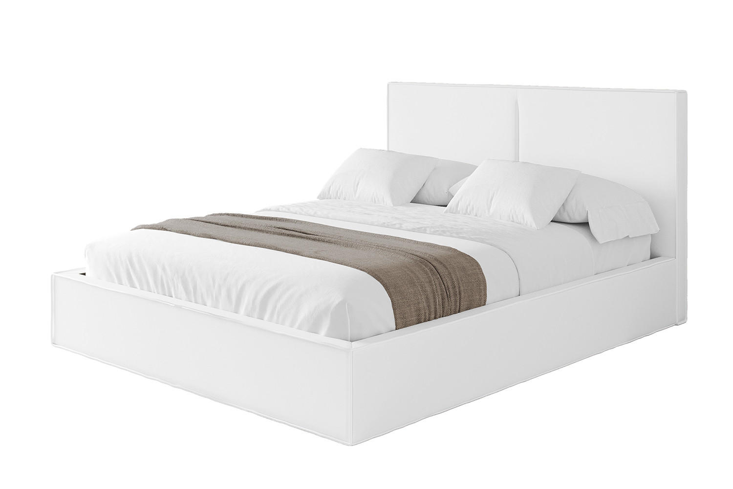 POLSTERBETT mit Bettkasten und Lattenrost, Bett mit Matratze H3/H4 - EMMI 180x200 Weiß Kunstleder - Weiß Hochglanz, Holzwerkstoff/Textil (180/200cm) - ALTDECOR