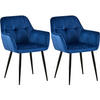 ARMLEHNENSTUHL 2er Set Samt blau - Blau/Schwarz, Textil/Metall (56.5/84/61cm) - CLP