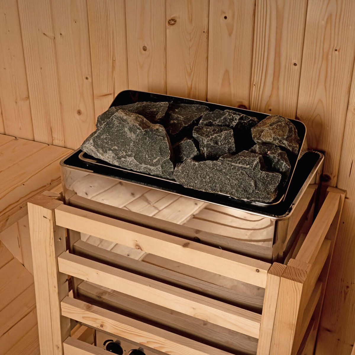 FASSSAUNA LAHTI DELUXE - Größe: L - Braun, Holz (189/191.5/220cm) - Home Deluxe
