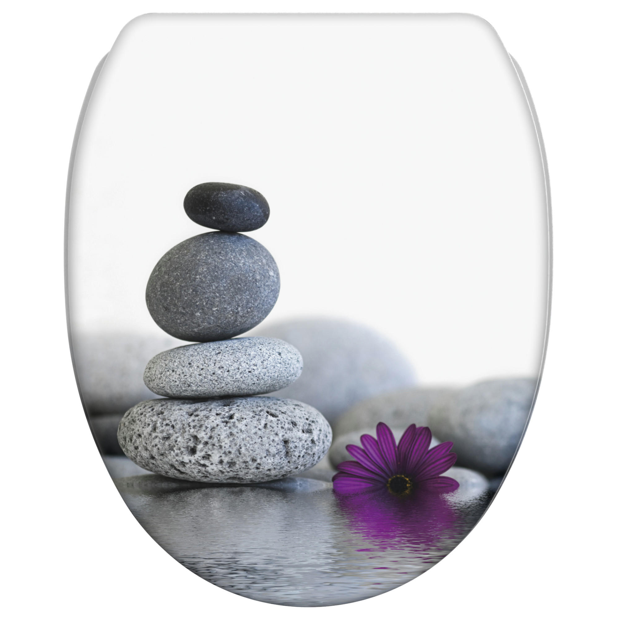 WC-SITZ mit Absenkautomatik & Top Fix Energy Stones - Violett, Holzwerkstoff (37.7/5.5/48cm) - Sanilo