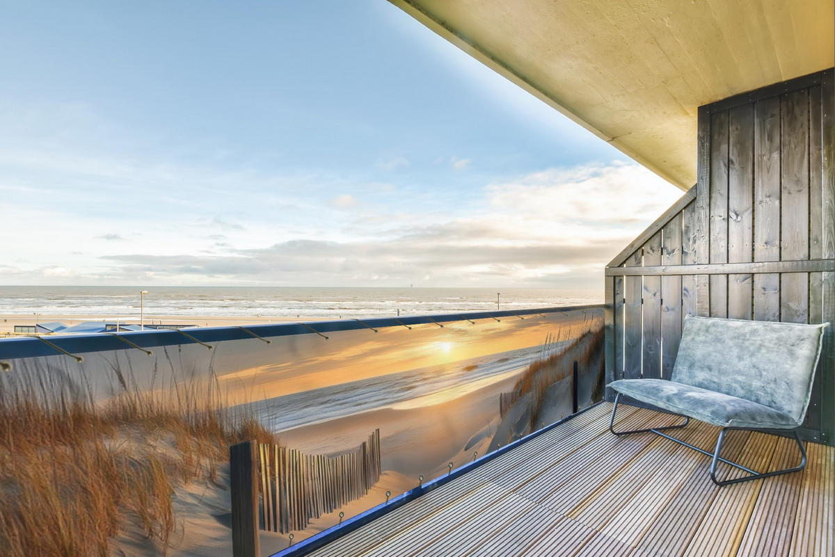 BALKON-SICHTSCHUTZ Strand - Dünen - Sonnenuntergang 500x75 cm - Sandfarben, Kunststoff (500/75cm) - MuchoWow