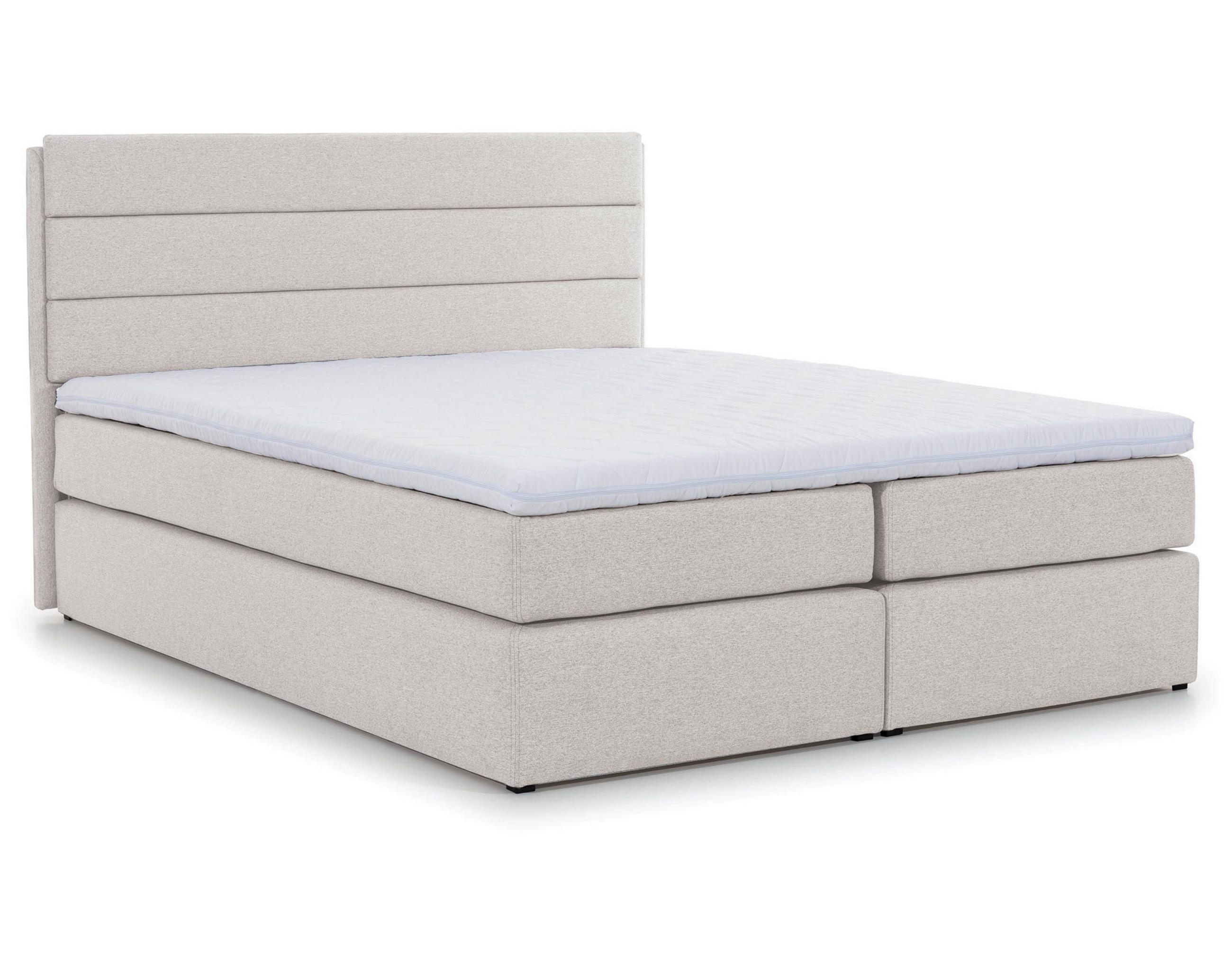 BOXBETT Sequoio 160/200 cm in Creme – mit Matratze und Topper - Creme/Schwarz, Holz/Holzwerkstoff (160/200cm) - AX Living