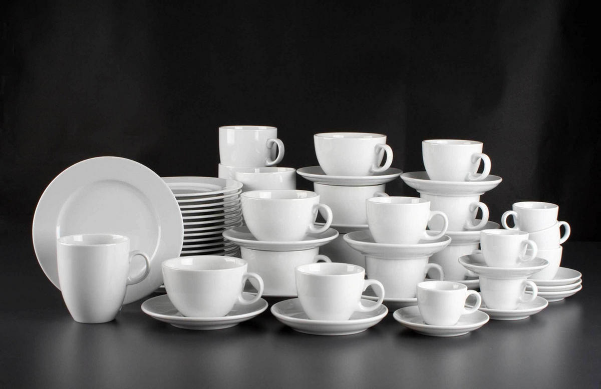 CAPPUCCINOTASSEN MIT UNTERTASSEN VIP. weiß 220 ml 6er Set - Weiß, Keramik (0.22L) - Seltmann Weiden