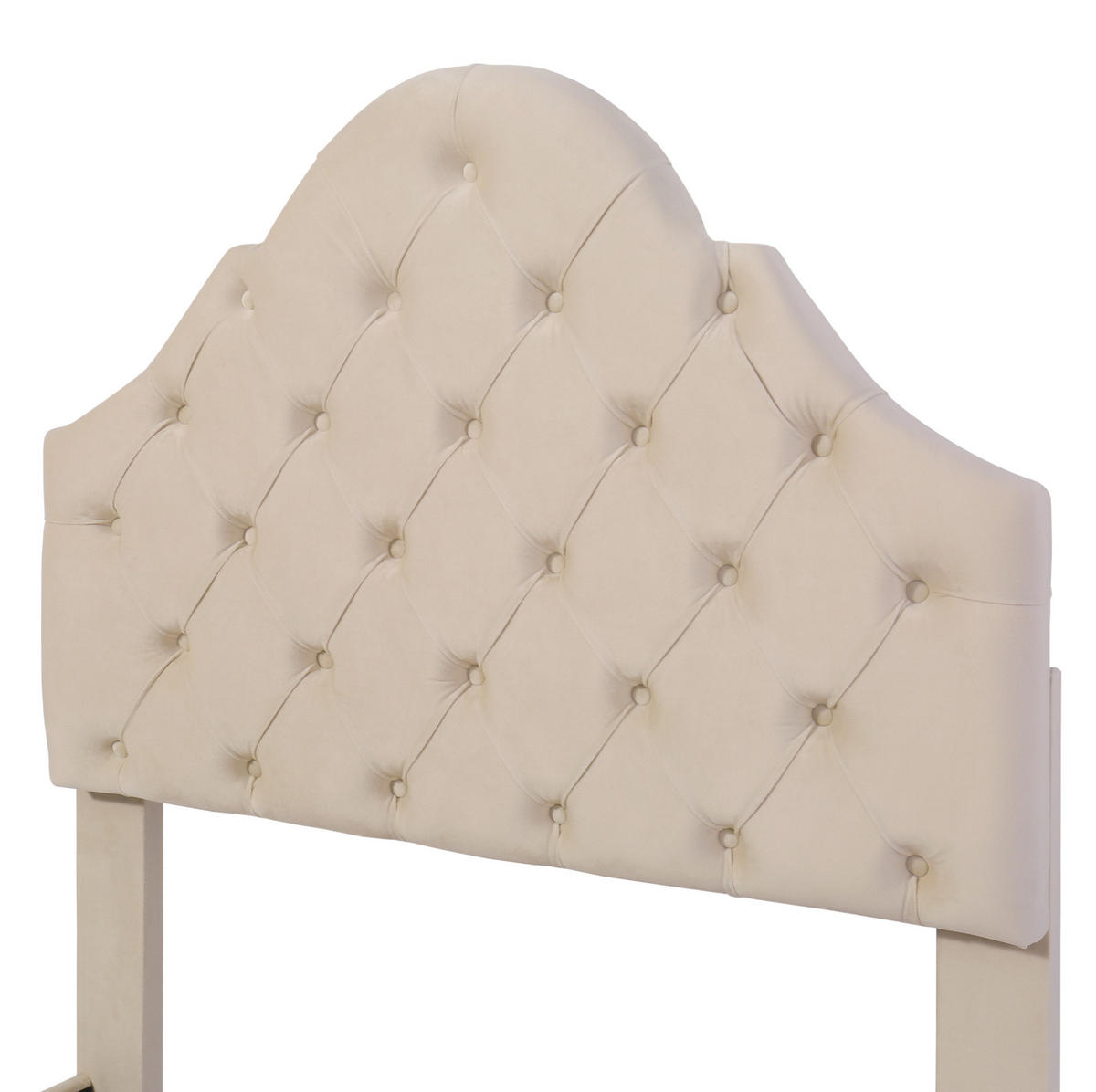 POLSTERBETT 90/200 cm aus Samt mit höhenverstellbarem Kopfteil Beige - Beige, Textil (90/200cm) - Modenvie