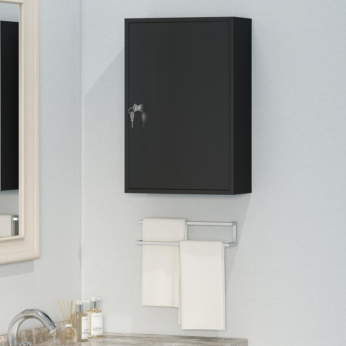 MEDIZINSCHRANK Metall Schwarz - Schwarz, Metall (18/60/40cm) - Kleankin