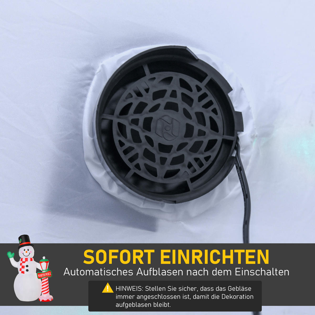 NAFUKOVACÍ vánoční dekorace 2,4 m sněhulák s LED osvětlením zahradní dekorace - bílá, plast (103/240/164cm) - HOMCOM