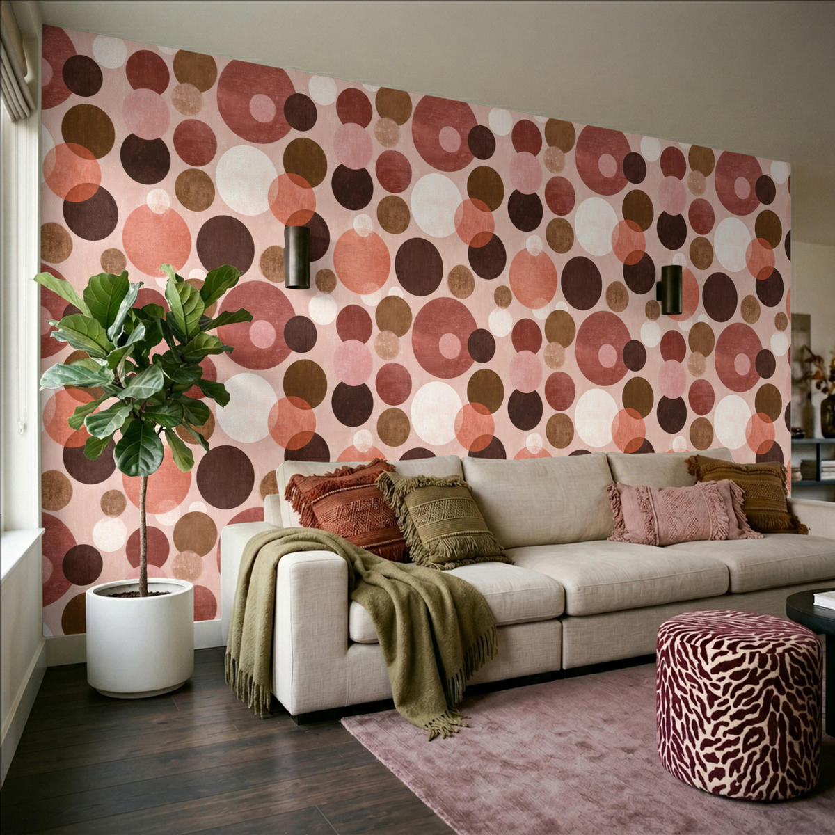 TAPETE - Kreise - Modern - Farbenfroh - 350x200 cm - Multicolor, Papier (350/200cm) - OnlyWow