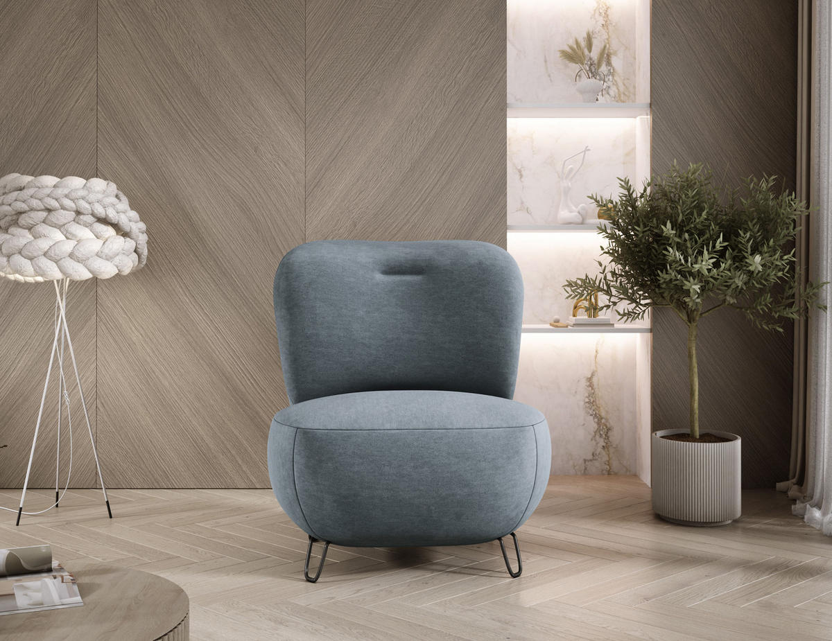 SESSEL LUIS, Skandinavischer Stil – Freistehend, 82×56×82 cm, NAVY - Blaugrau/Schwarz, Holz/Textil (82/82/66cm) - DomoHome