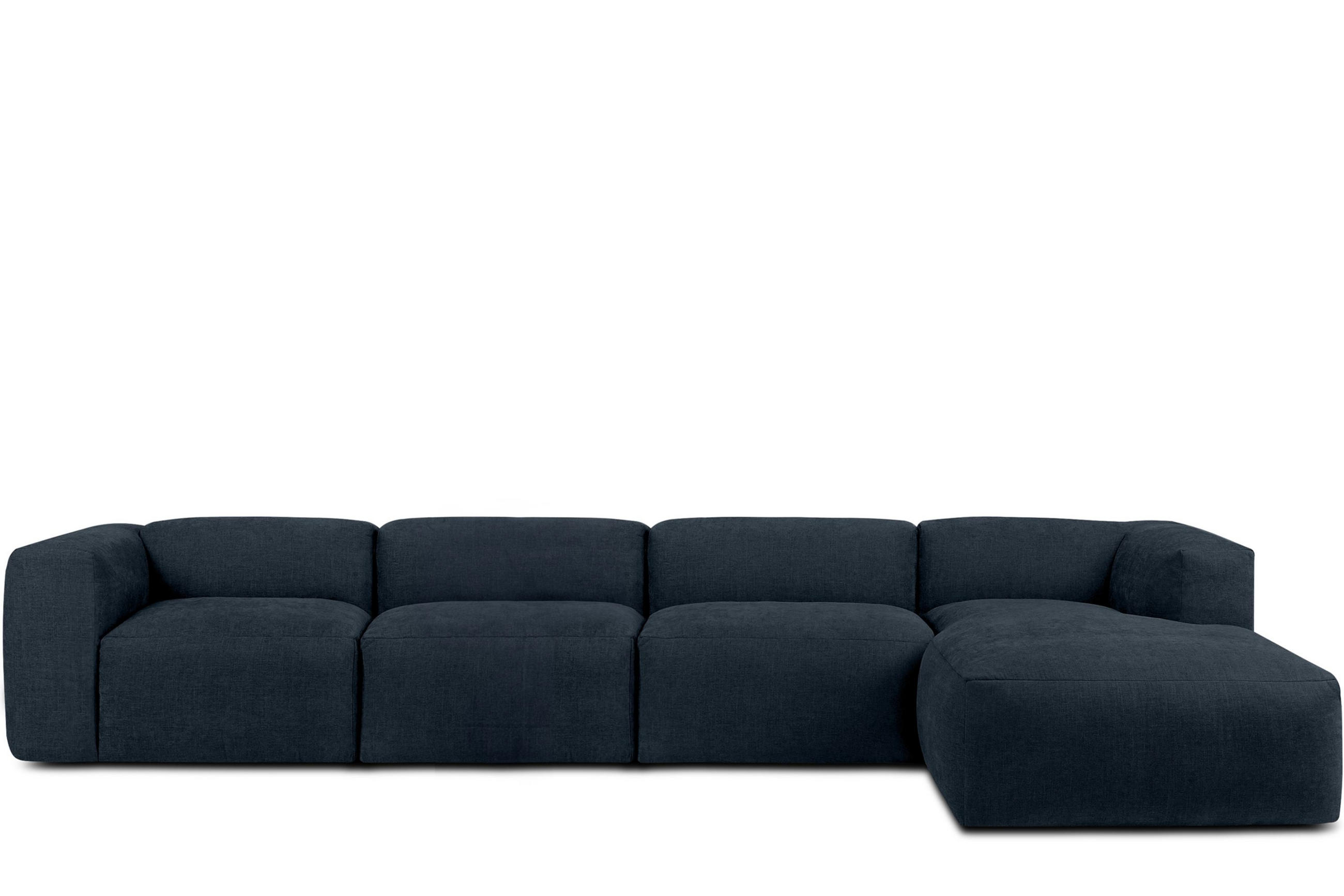 ECKMODULSOFA-RECHTS BUFFO 6-Sitzer mit extrem weicher Sitzfläche, Gewebestoff, dunkelblau - Dunkelblau, Textil (377/180cm) - KONSIMO®