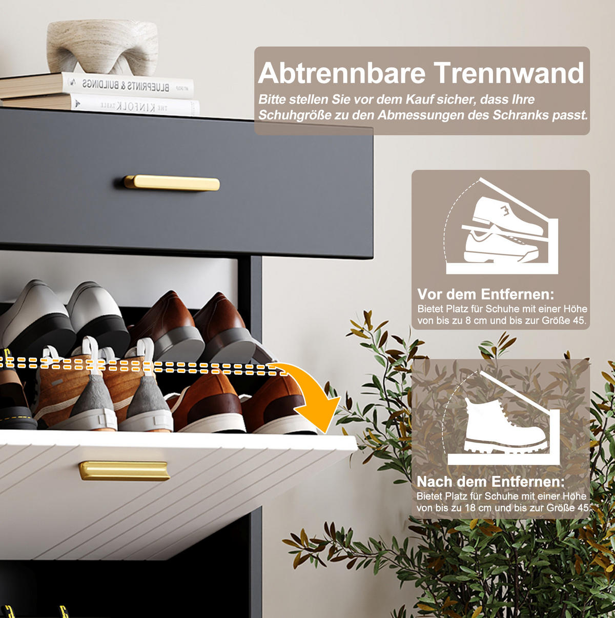 SCHUHSCHRANK aus MDF & Spanplatte 80x24x105cm in Schwarz mit 2 Klappen - Schwarz, Holzwerkstoff (80/105/24cm) - Modfu
