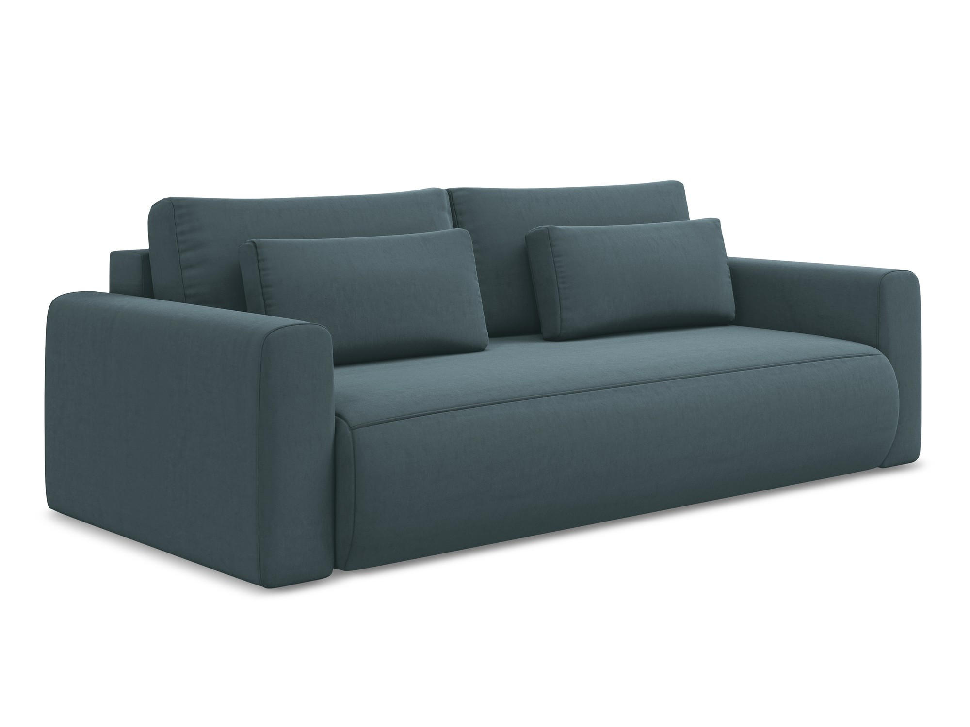 3-SITZER SOFA mit Schlaffunktion Samt Stoff Blau - Blau/Petrol, Kunststoff/Textil (238/82/105cm) - Makamii