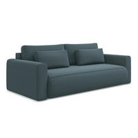 3-SITZER SOFA mit Schlaffunktion Samt Stoff Blau - Blau/Petrol, Kunststoff/Textil (238/82/105cm) - Makamii