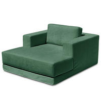 XXL-SESSEL mit Wechselbezug - Webstoff - Schwarz/Grün, Holz/Wellpappe (125/63/160cm) - home24